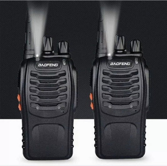 Long Range Walkie Talkies with Earpiece and LED Flashlight 2 Pack Black