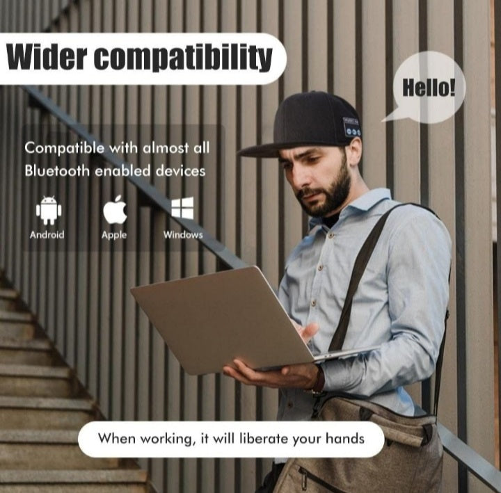 Bluetooth Headset Cap, Speaker Hat, Head Circumference 56-60cm,Hip Hop Hat