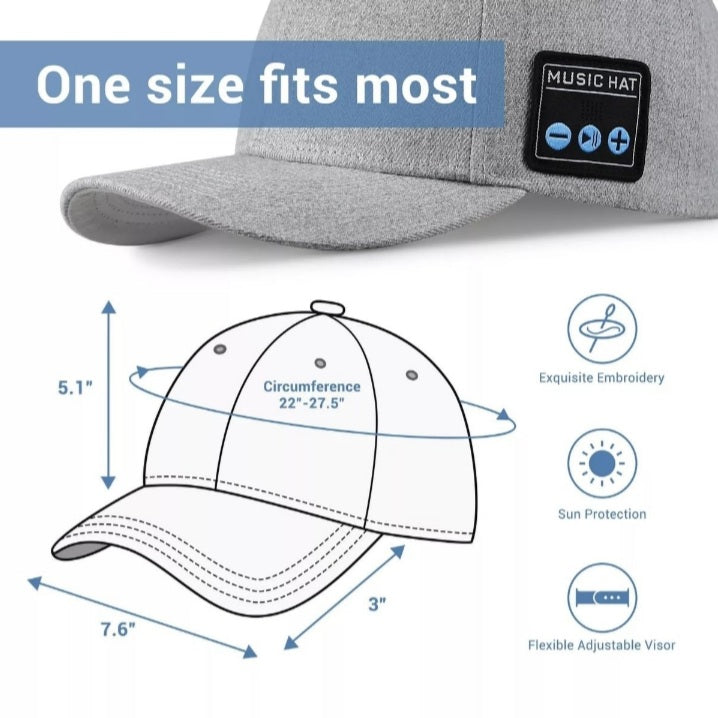 Bluetooth Headset Cap, Speaker Hat, Head Circumference 56-60cm,Hip Hop Hat